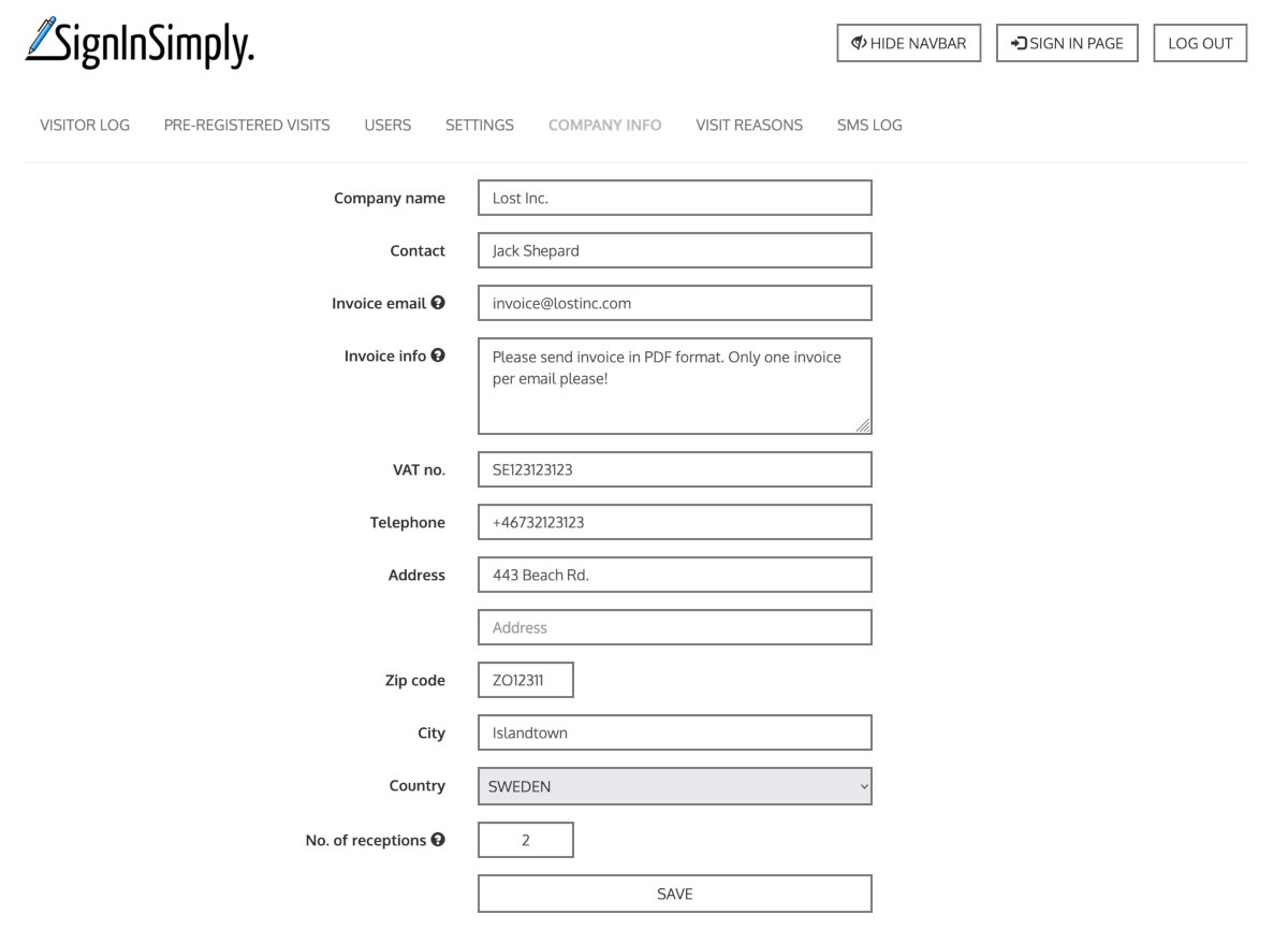 Update your invoicing details