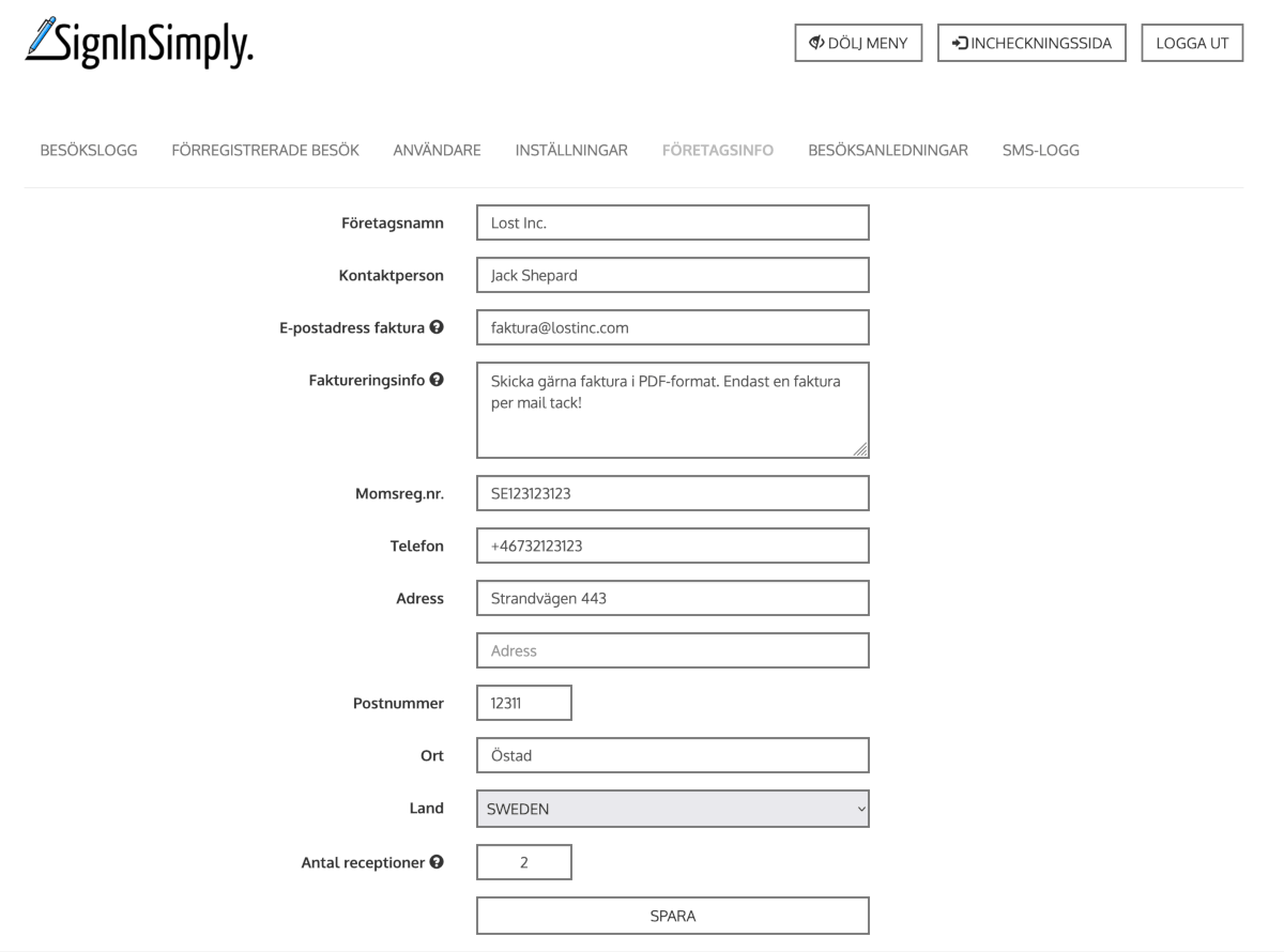 Uppdatera dina faktureringsuppgifter